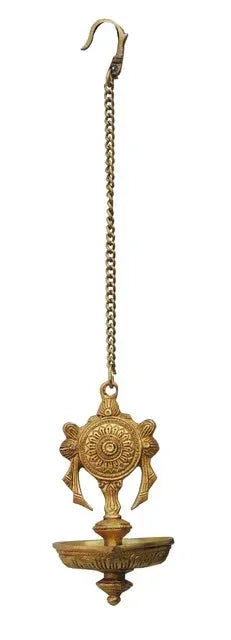 Decorative hanging diya Brass Vaishnava Conch Hanging Lamp - ArtyCraftz.com