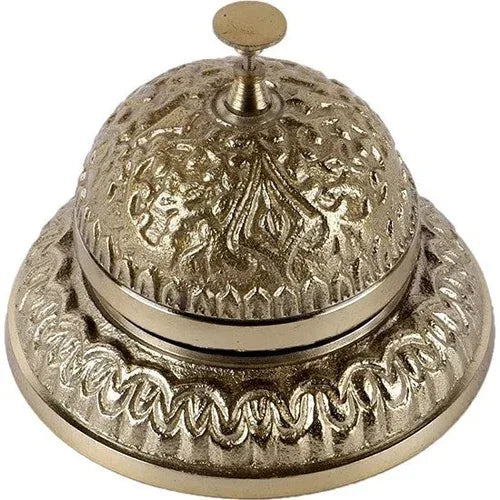 Desk Bell, Decorative Brass Table Bell in Golden Antique Finish