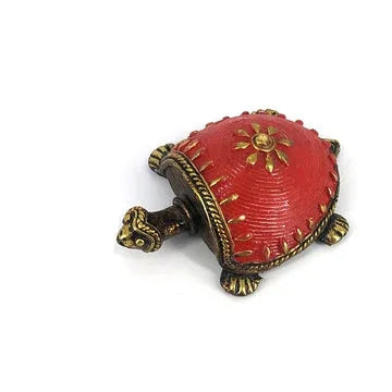 Dhokra Art Red Turtle Showpiece