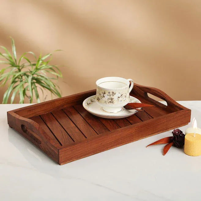 Sheesham Wooden Tray Brown - for Kitchen/Dinning Ware - ArtyCraftz.com