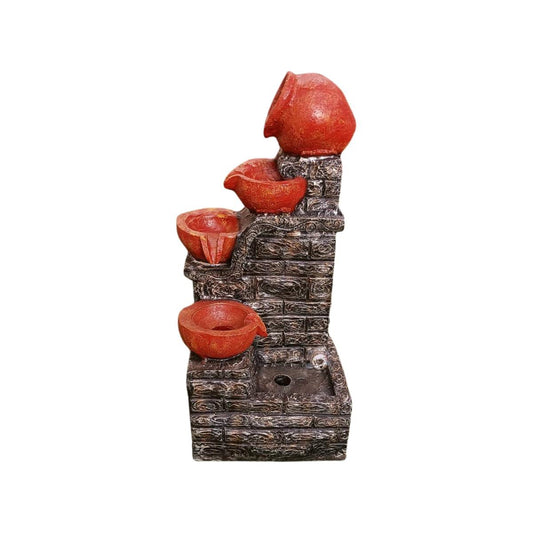 Divine Cascading 4 Diyas Resin Water Fountain-ArtyCraftz.com