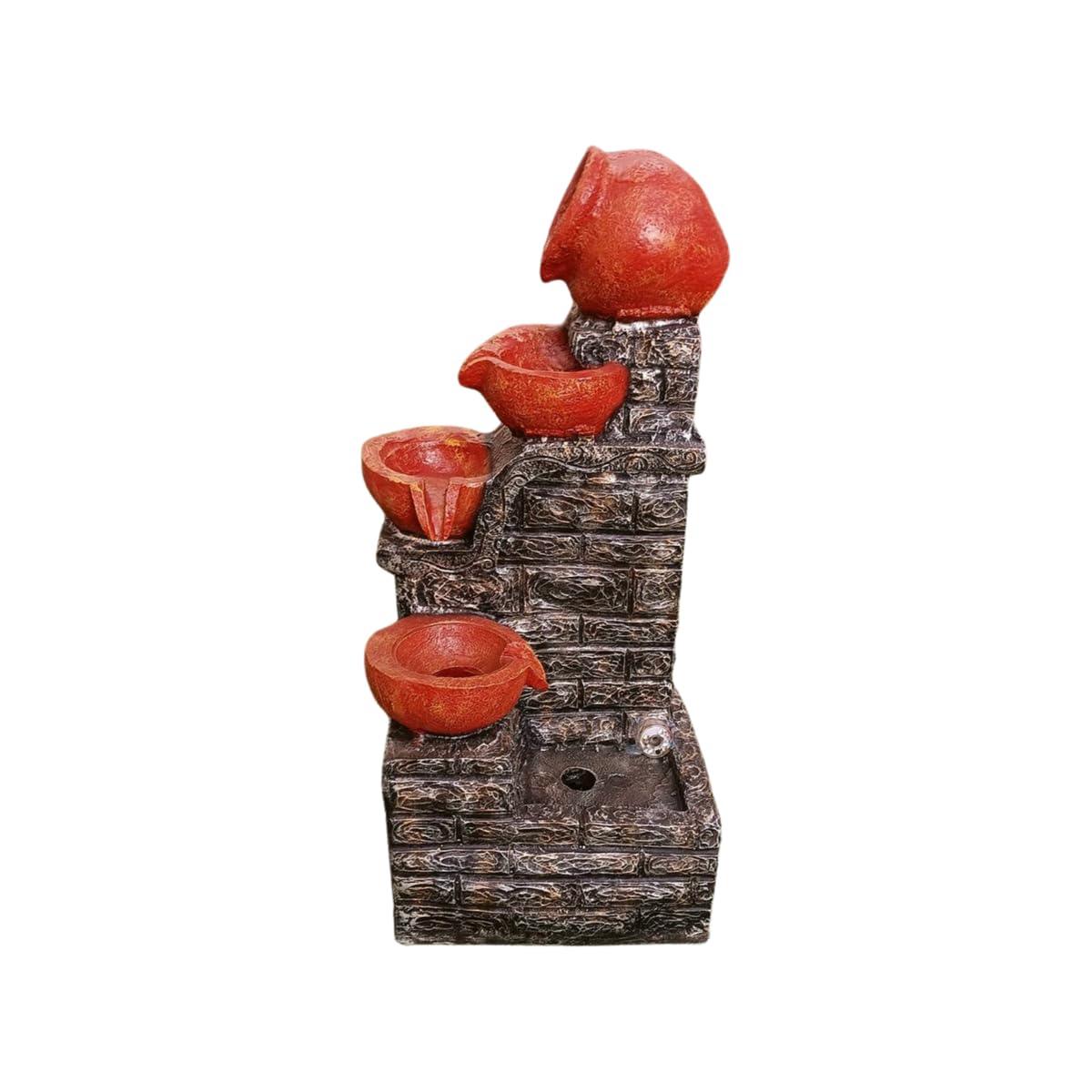 Divine Cascading 4 Diyas Resin Water Fountain-ArtyCraftz.com
