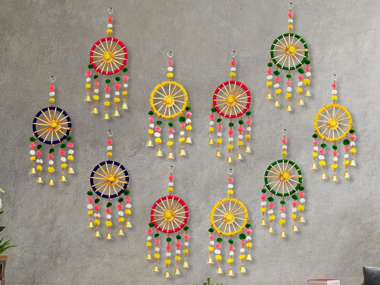 Jeevan Handicrafts Handmade Colorful Wall/Door Hangings for Home Decoration (Pack of 10) Multicolor - ArtyCraftz.com