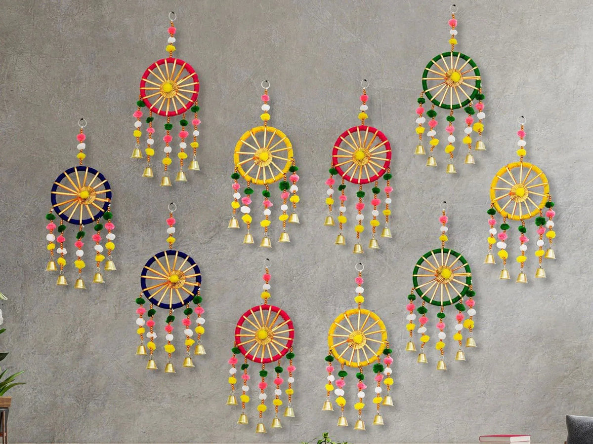 Jeevan Handicrafts Handmade Colorful Wall/Door Hangings for Home Decoration (Pack of 10) Multicolor - ArtyCraftz.com