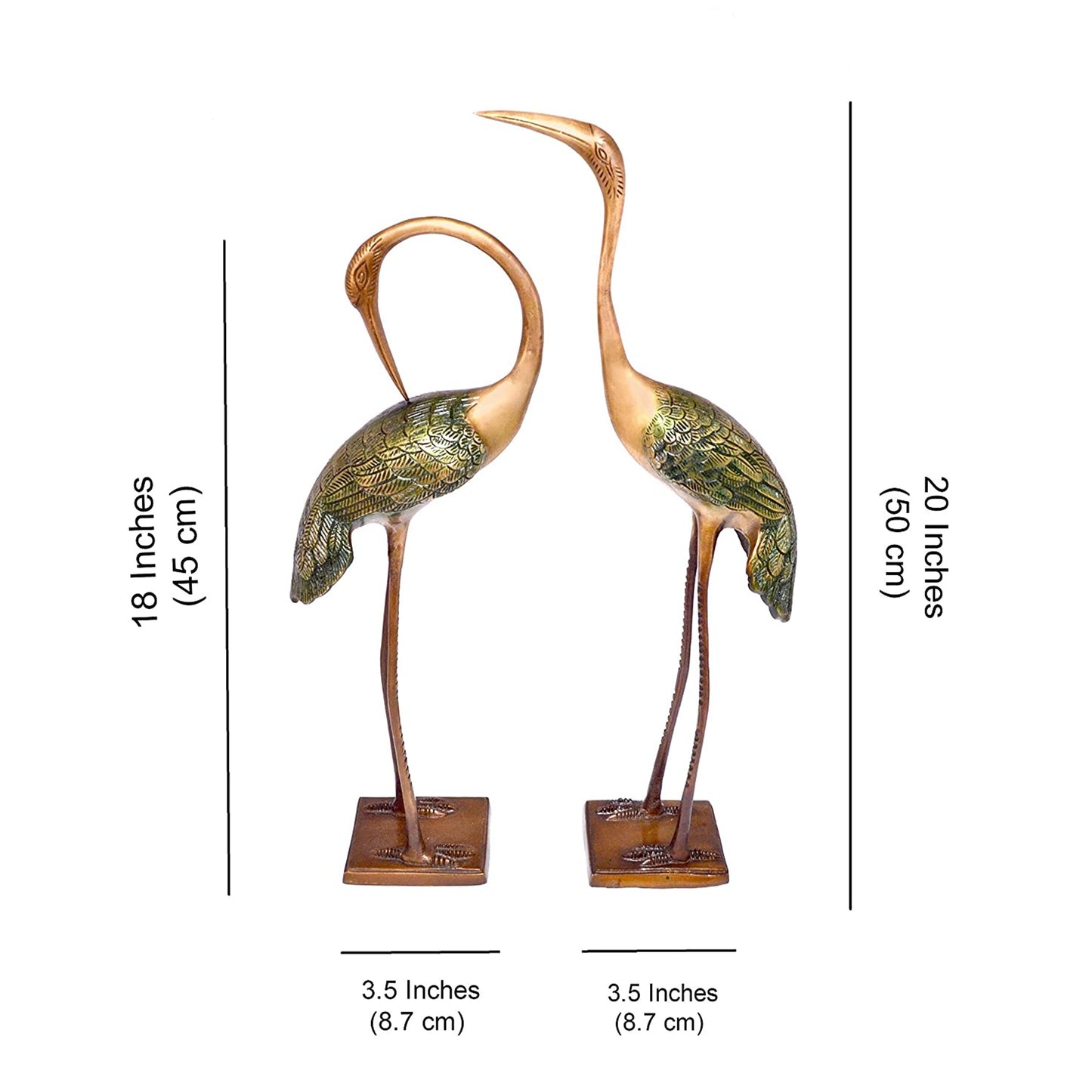 Egret Statue Pair Made of Brass