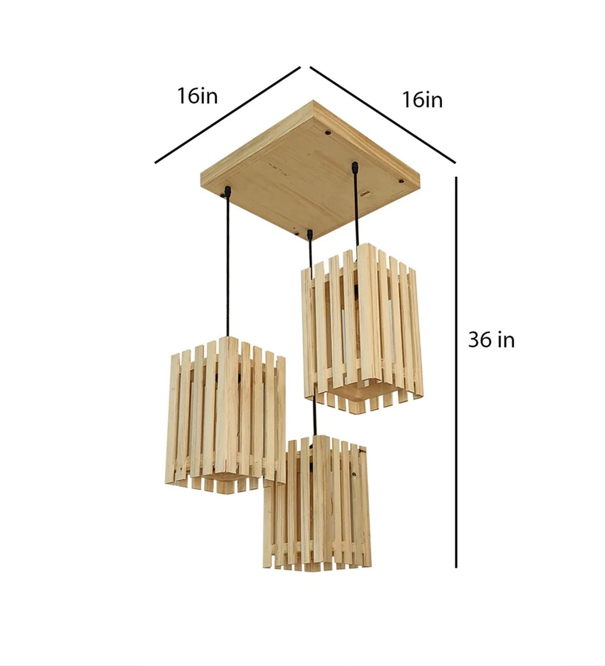 Elegant Beige Wooden Cluster Hanging Lamp-ArtyCraftz.com