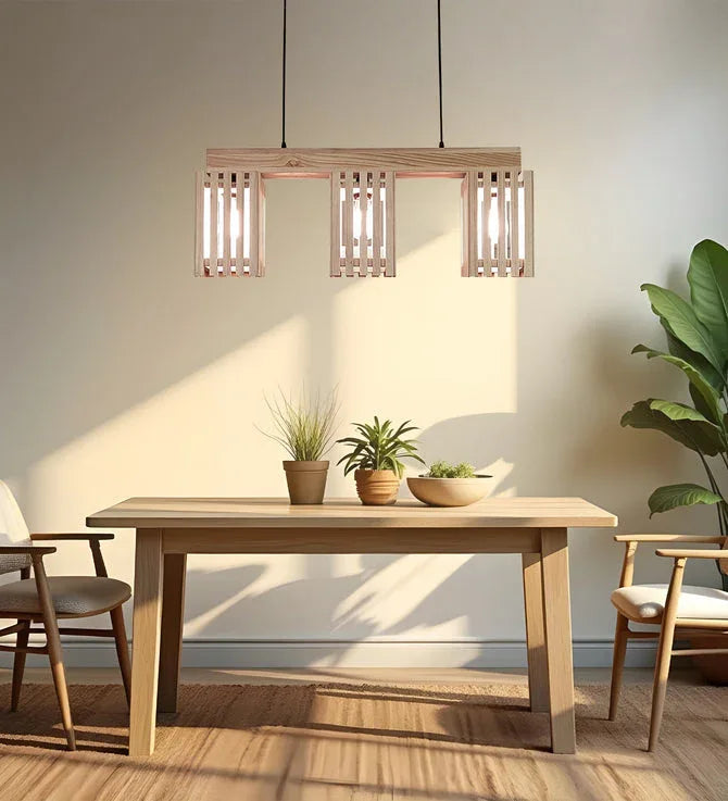 Elegant Beige Wooden Series Hanging Lamp - ArtyCraftz.com
