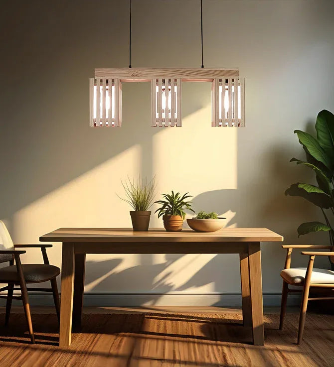 Elegant Beige Wooden Series Hanging Lamp - ArtyCraftz.com