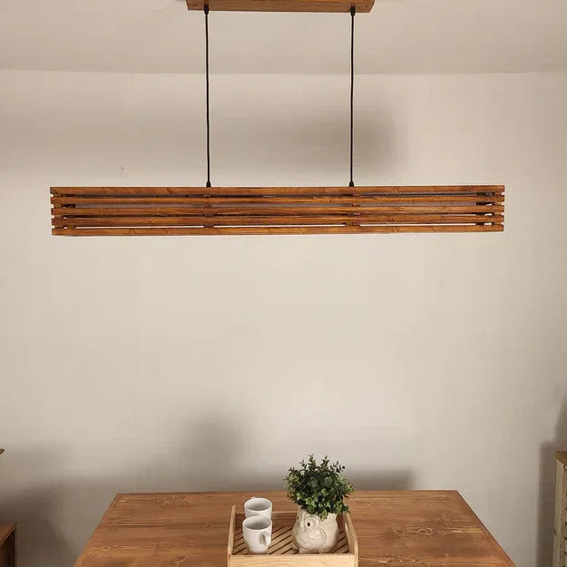 Elegant Baton Brown LED Hanging Lamp On Ceiling with Lights OFF