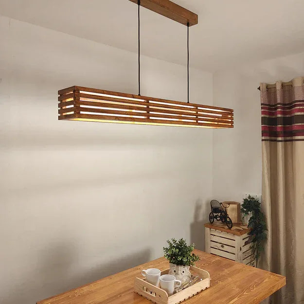 Elegant Baton Brown LED Hanging Lamp Side View
