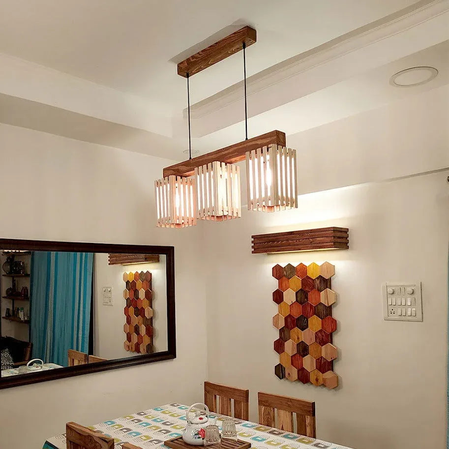 Elegant Beige & Brown Wooden Series Hanging Lamp - ArtyCraftz.com