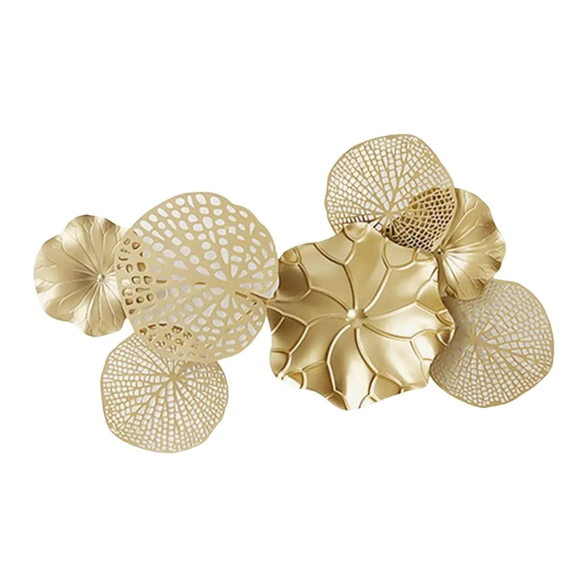 Elegant Golden Lotus Leaves Wall Art-ArtyCraftz.com