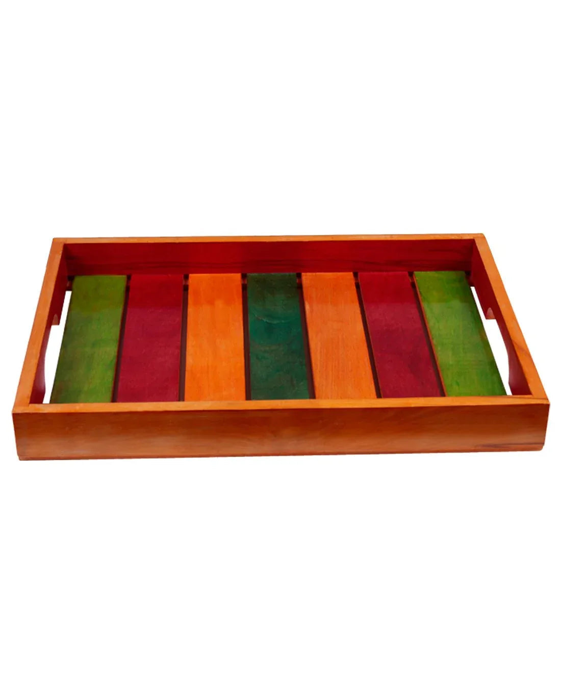 Elegant Multicolour Wooden Serving Tray In Steam Beach Wood