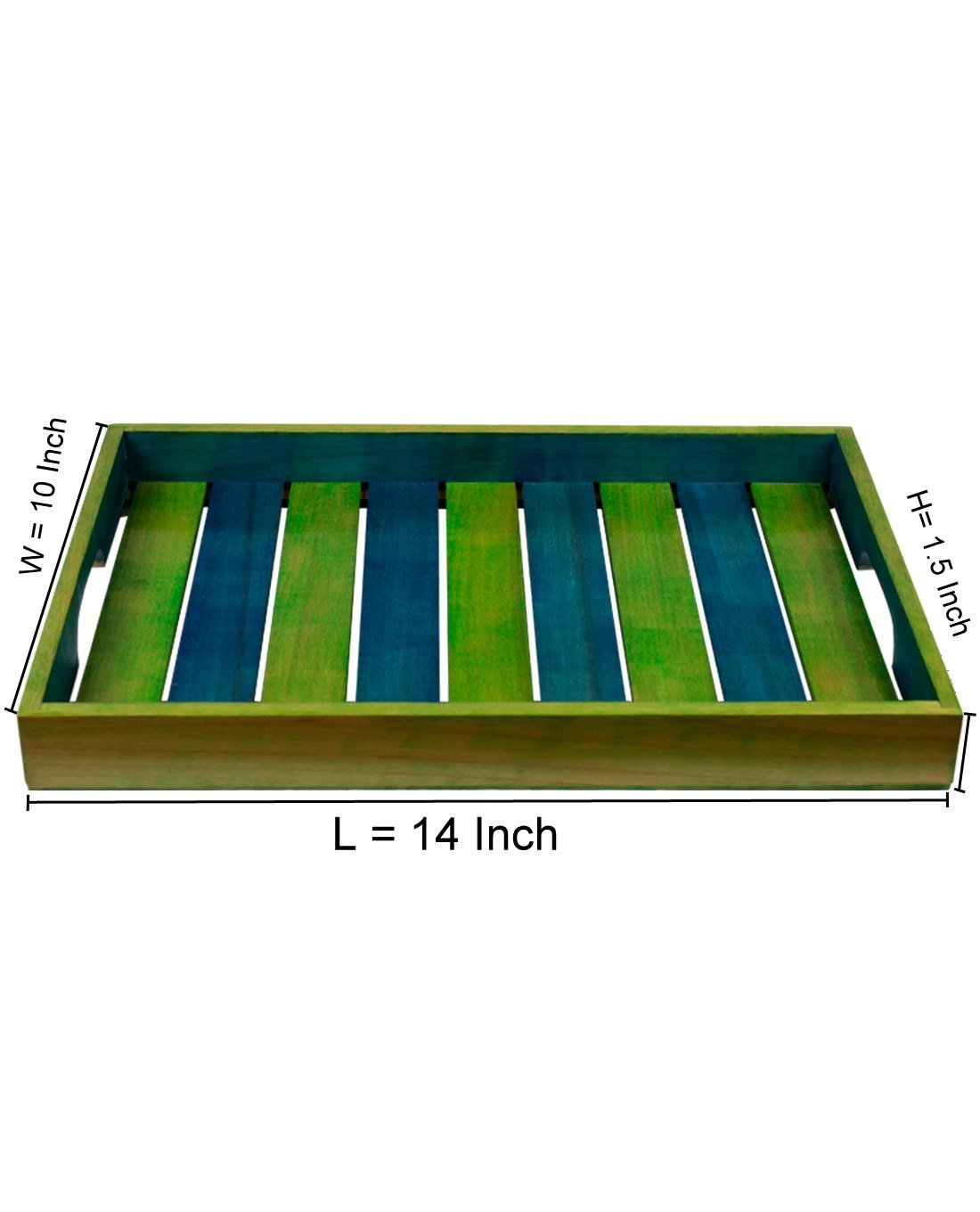 Elegant Multicoloured Wooden Serving Tray (14 x 10 Inch) In Steam Beach Wood