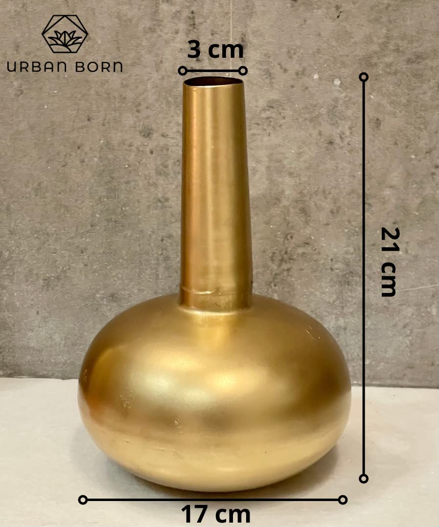 Elegant Spherical Base & Long Neck Design Iron Vase-ArtyCraftz.com