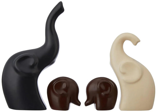 Elephant Family Matte Finish Ceramic Fantasy Figures