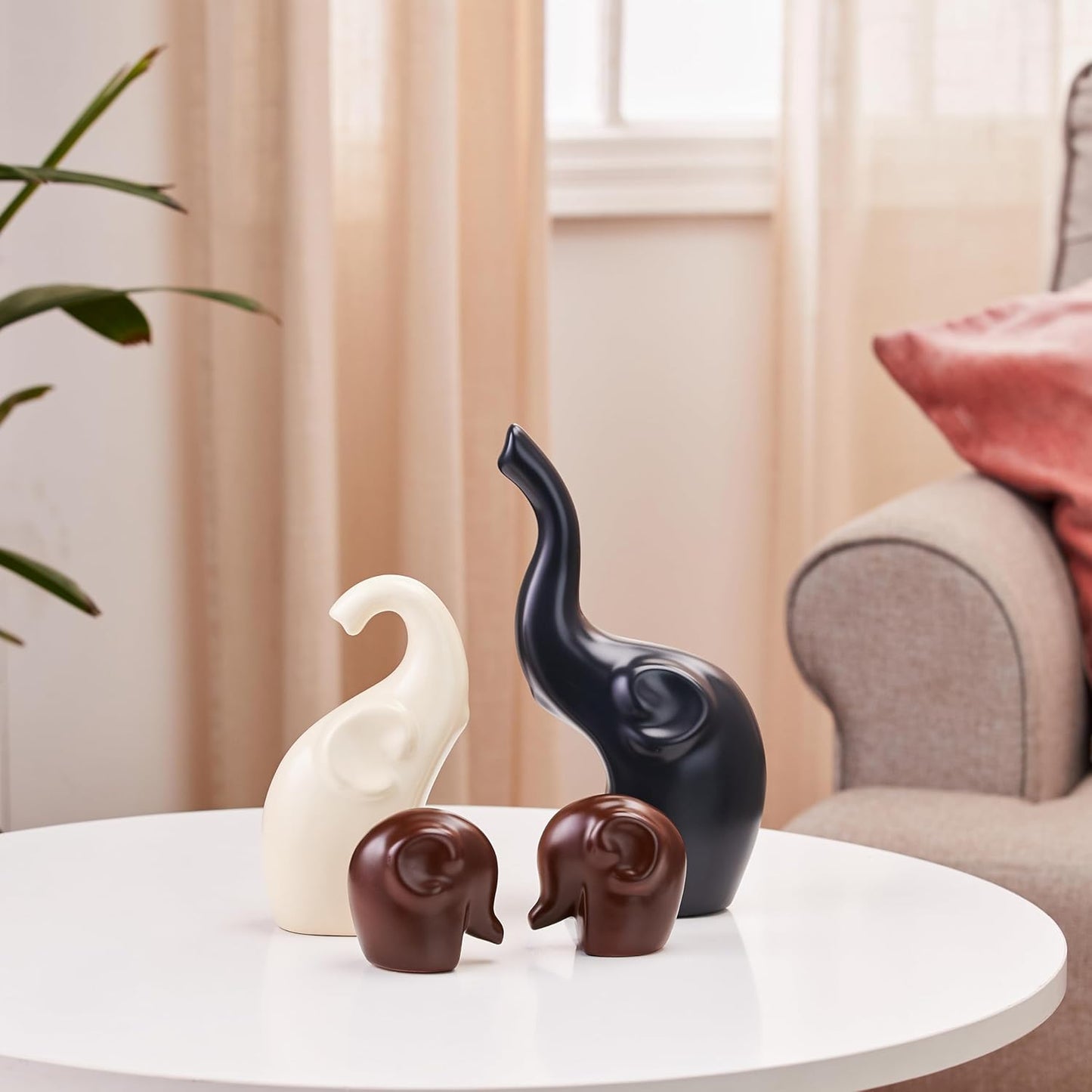 Elephant Family Matte Finish Ceramic Fantasy Figures