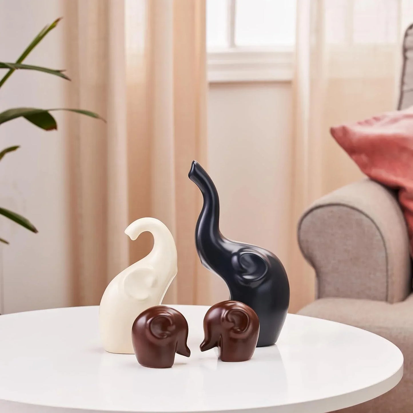 Elephant Family Matte Finish Ceramic Fantasy Figures