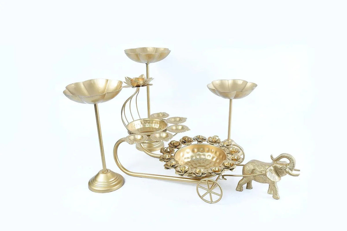Elephant Gold Baggi Urli Set for home decor and puja-ArtyCraftz.com