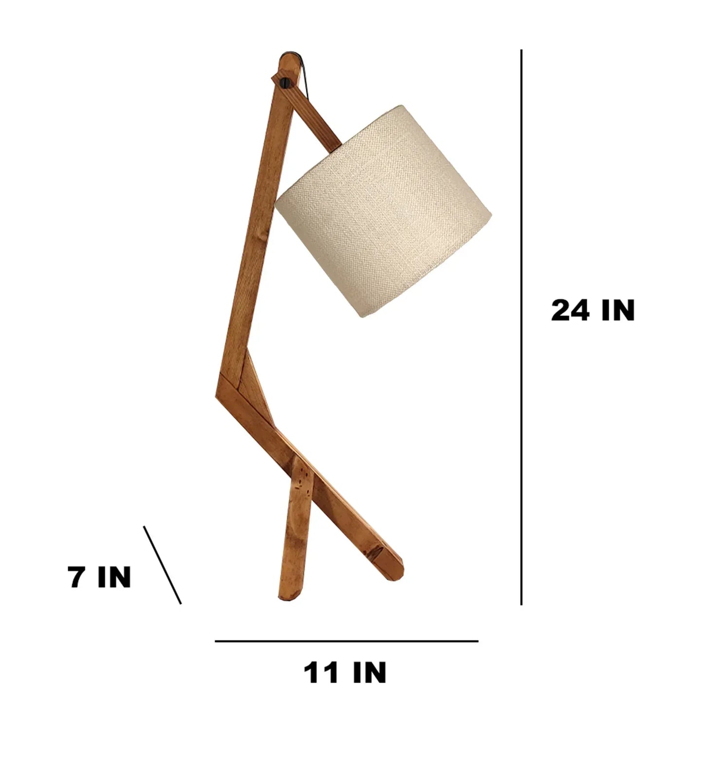 Emphasis Wooden Table Lamp with Brown Base and Yellow Fabric Lampshade - ArtyCraftz.com