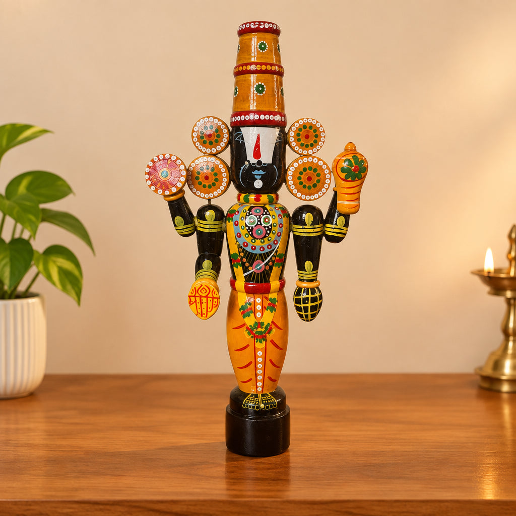 Etikoppaka Balaji Wooden Figurine 15 Inch Handcrafted Traditional Decor-artycraftz.com
