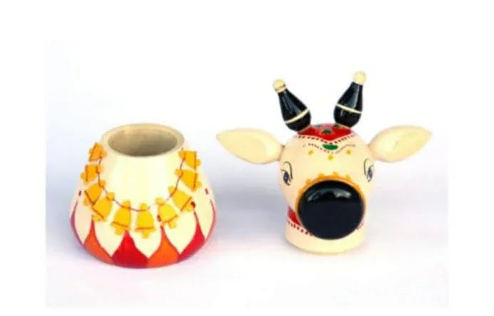 Etikoppaka Cow Shaped Wooden kumkum box - ArtyCraftz.com
