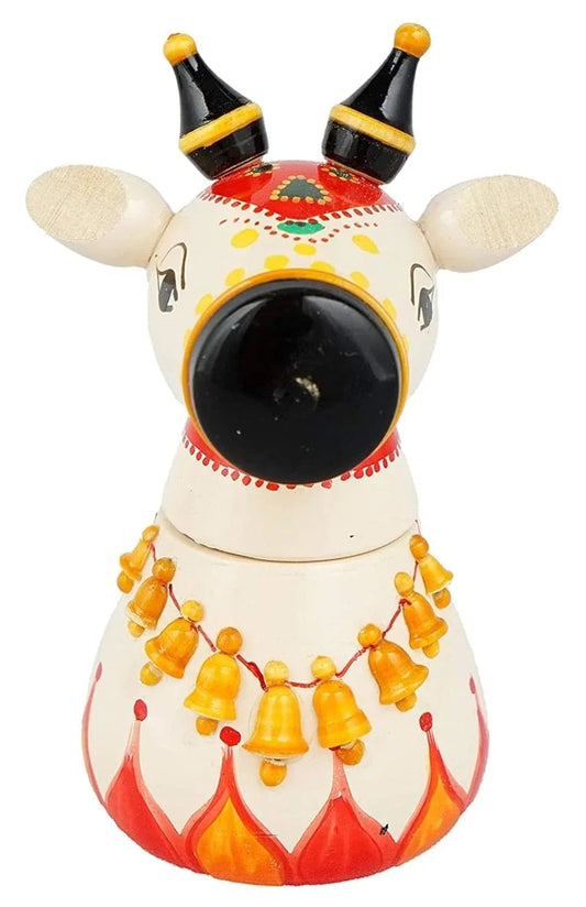Etikoppaka Cow Shaped Wooden kumkum box - ArtyCraftz.com