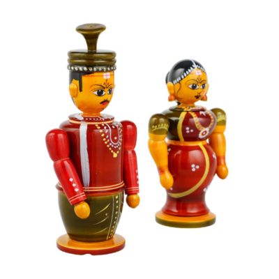 Etikoppaka Wooden Bride and Groom Showpiece