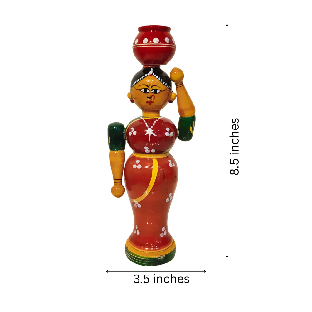 Etikoppaka Wooden Lady Doll with Pot-ArtyCraftz.com