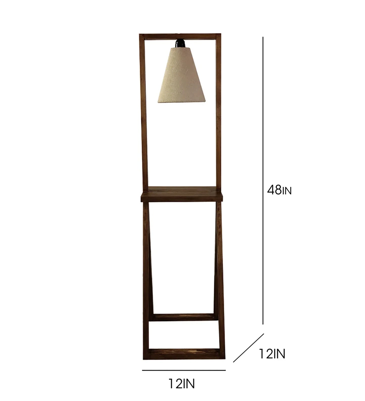 Euphoria Wooden Floor Lamp with Brown Base and Beige Fabric Lampshade - ArtyCraftz.com