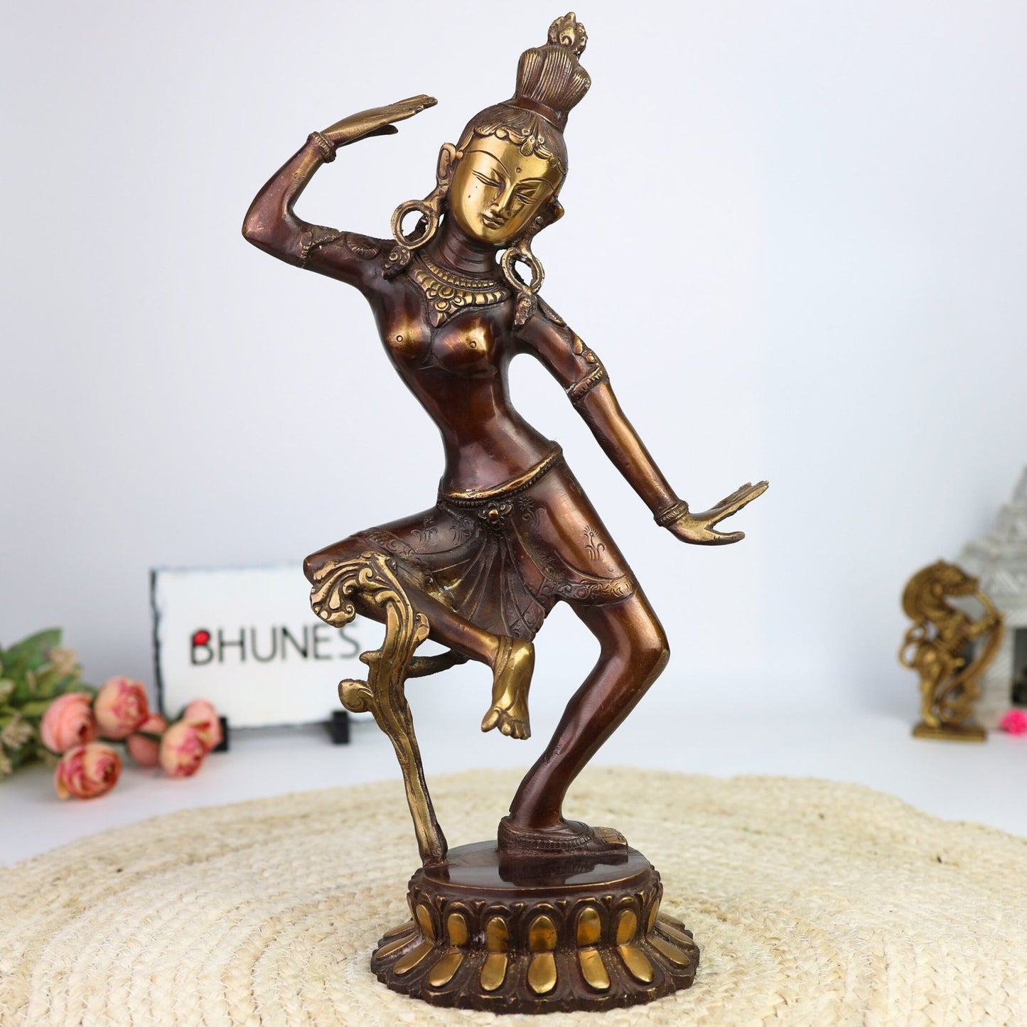 Exquisite Brass Dancing Tara Devi Statue-ArtyCraftz.com