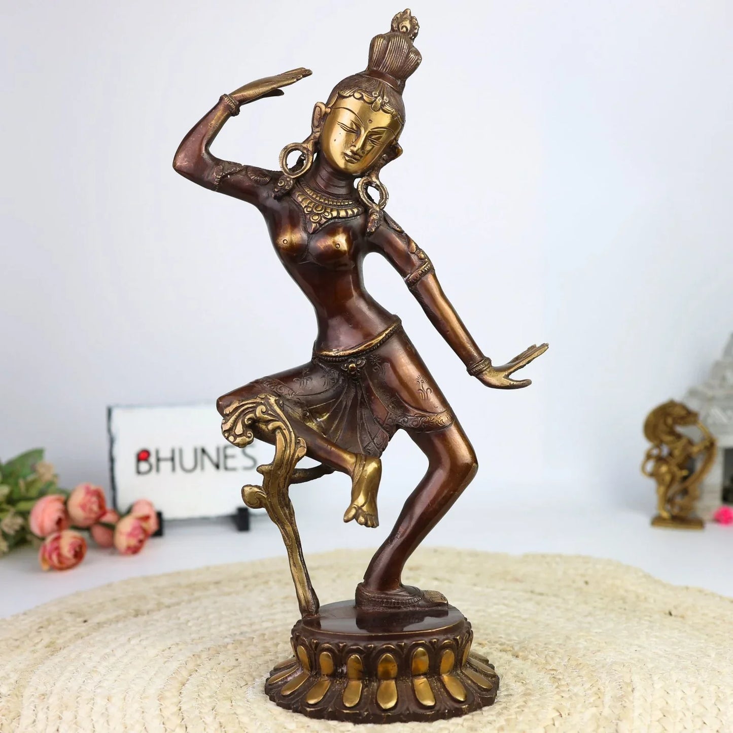 Exquisite Brass Dancing Tara Devi Statue-ArtyCraftz.com