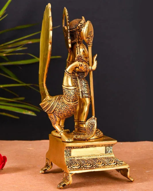 Exquisite Brass Palani Murugan with Peacock Statue-ArtyCraftz.com