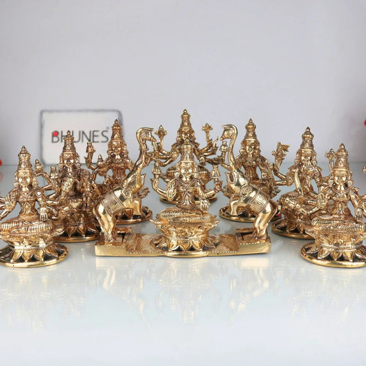 Exquisite Bronze Ashta Lakshmi Idol Set-ArtyCraftz.com