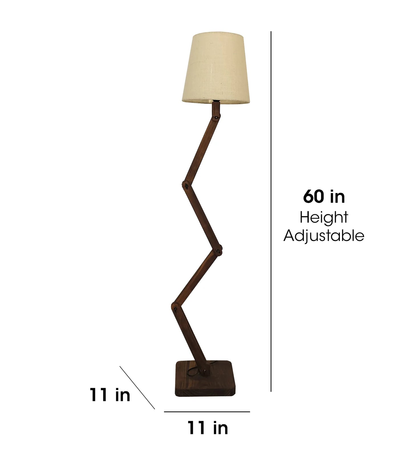 Flex Wooden Floor Lamp with Brown Base and Beige Fabric Lampshade - ArtyCraftz.com