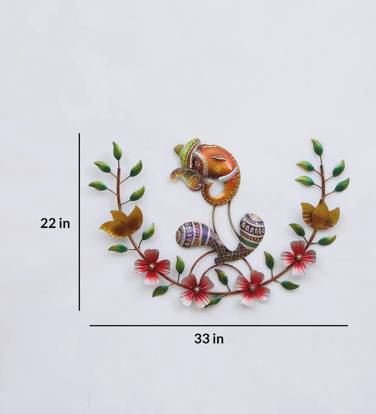Floral Ganesha Metal Wall Art-ArtyCraftz.com