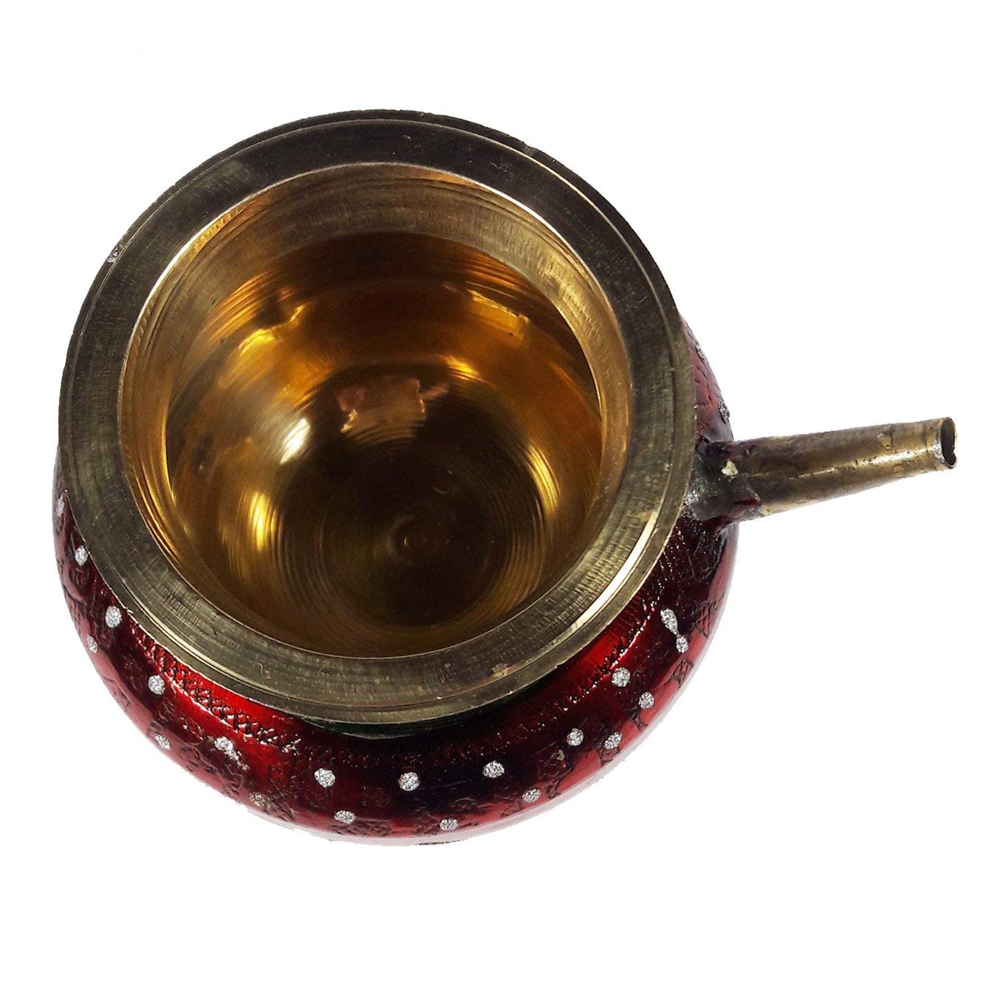 Floral Design Brass Lota with Spout-ArtyCraftz.com