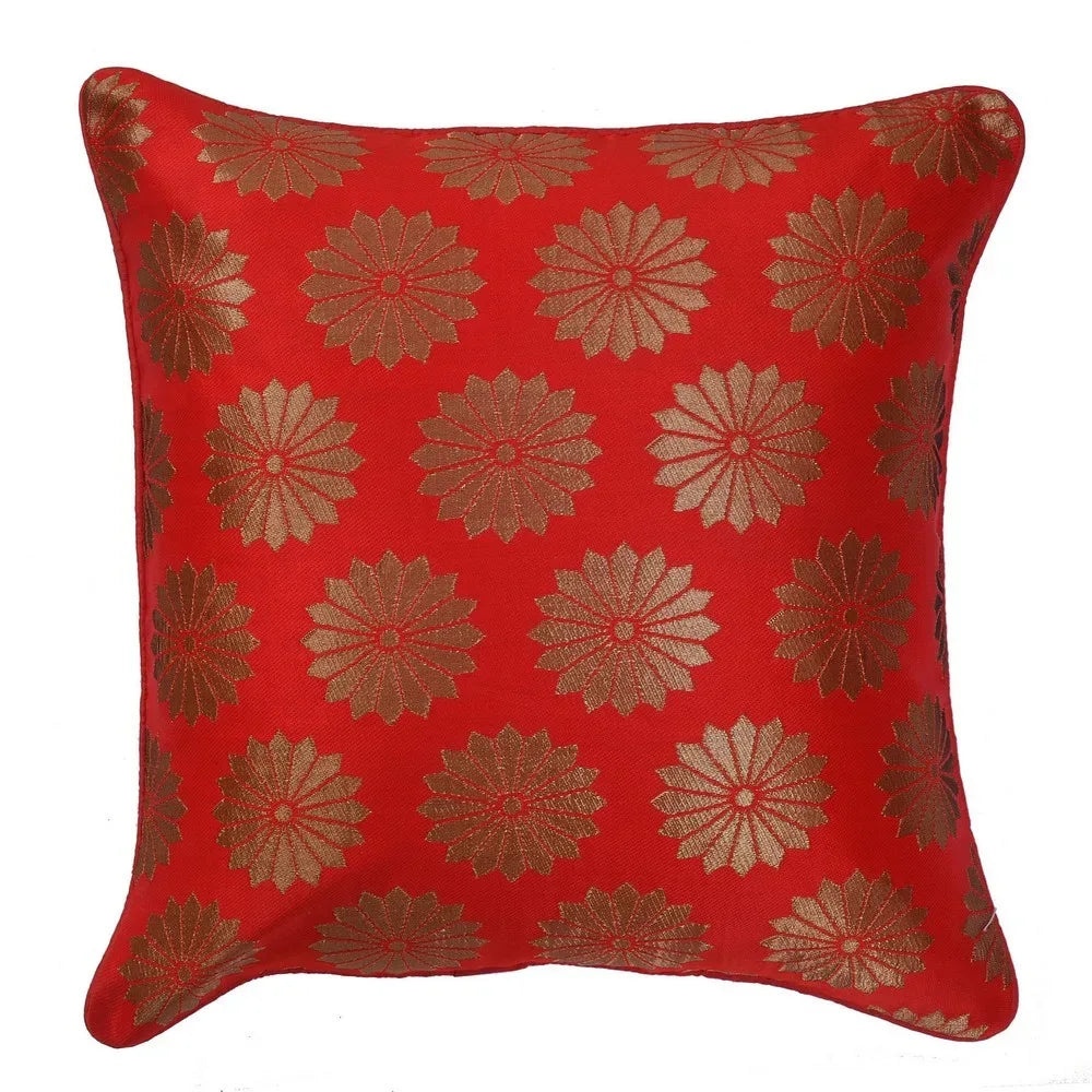 Flower Brocade Silk Cushion Cover for Home Furnishing, Mix Colours, Set of Five, 16x16 - ArtyCraftz.com
