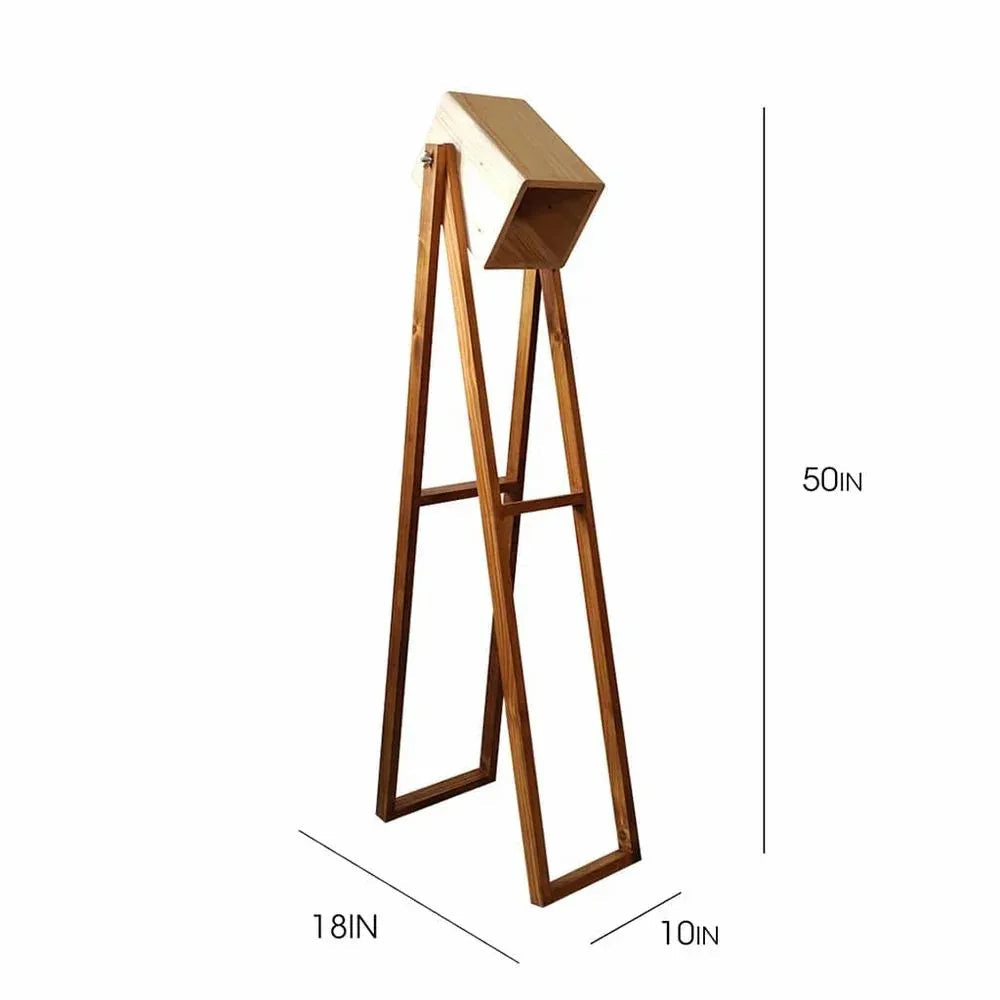 Focal Wooden Floor Lamp with Beige Lampshade - ArtyCraftz.com