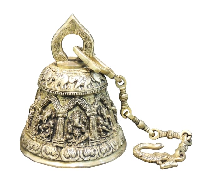 Ganesh Engraved Brass Hanging Bell-ArtyCraftz.com