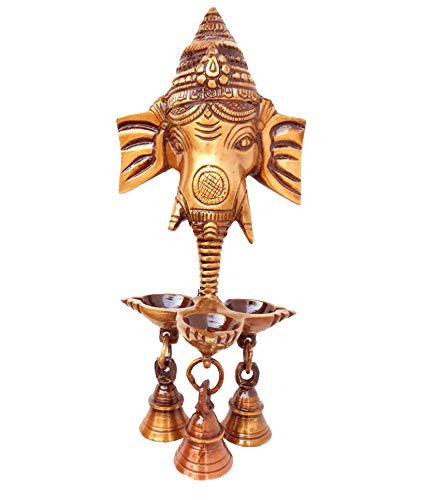 Ganesha Face Three Wicks Oil Hanging Lamp for Wall - ArtyCraftz.com