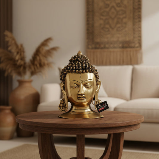 Gautam Buddha Face Wall Hanging Made of Brass - ArtyCraftz.com