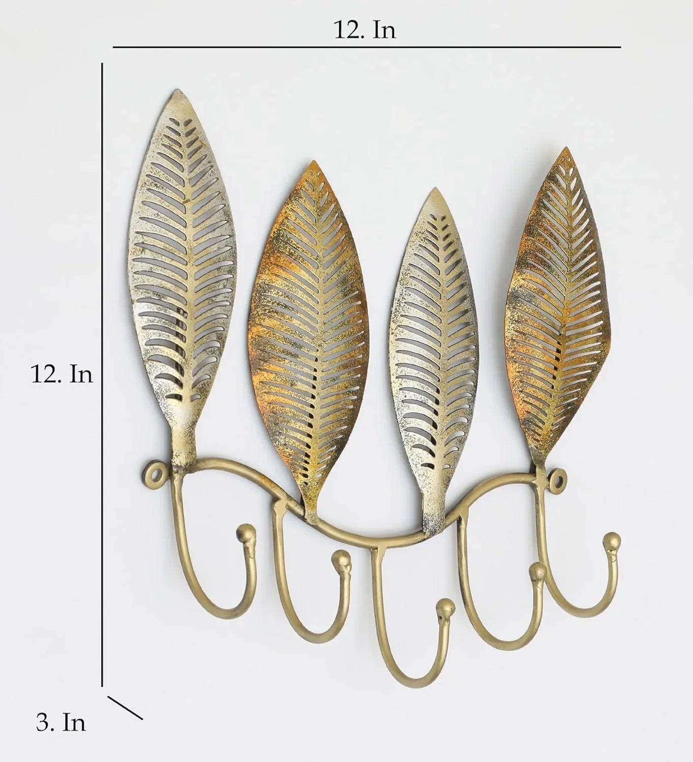 Four Ginko Leaf Metal Wall Hooks