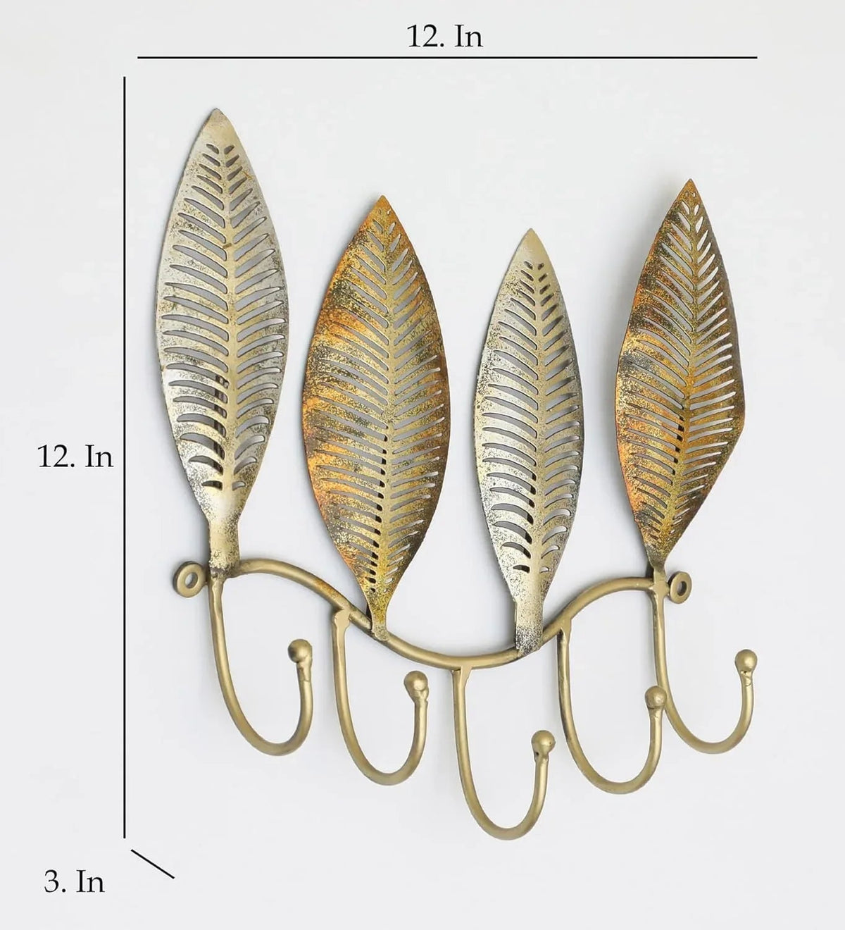 Four Ginko Leaf Metal Wall Hooks