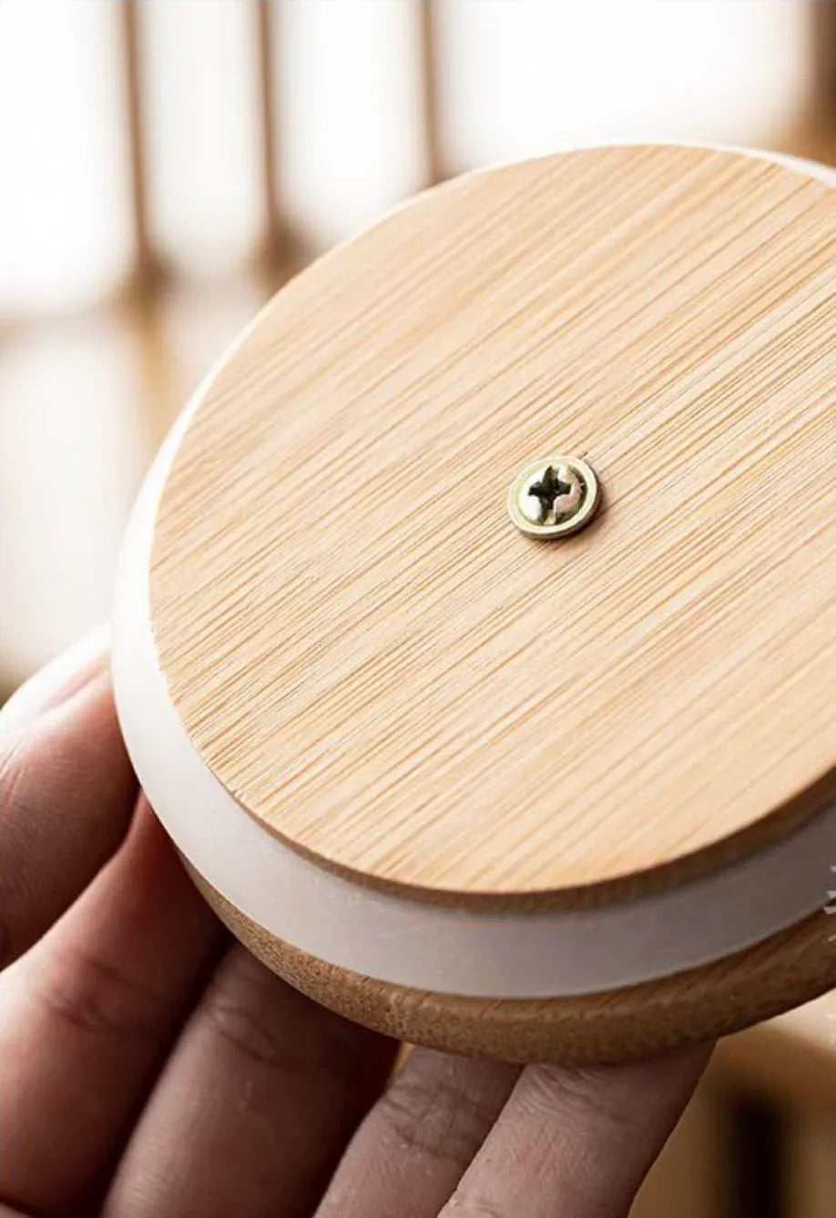 Glass Storage Jars with Decorative Golden Bee wooden lids