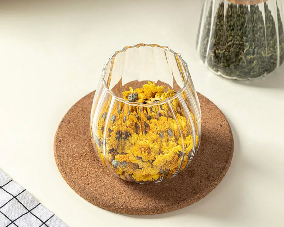 Glass Storage Jars with Decorative Golden Bee wooden lids