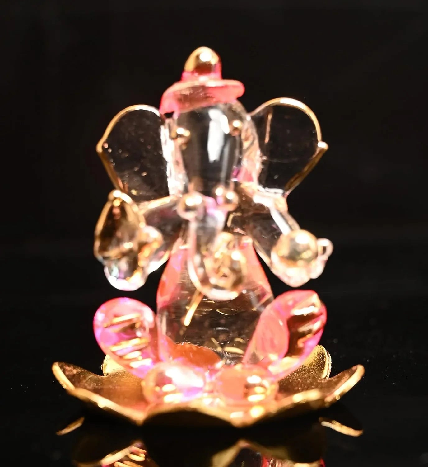 Glass Ganesh on Lotus Base Car Dashboard Idol - ArtyCraftz