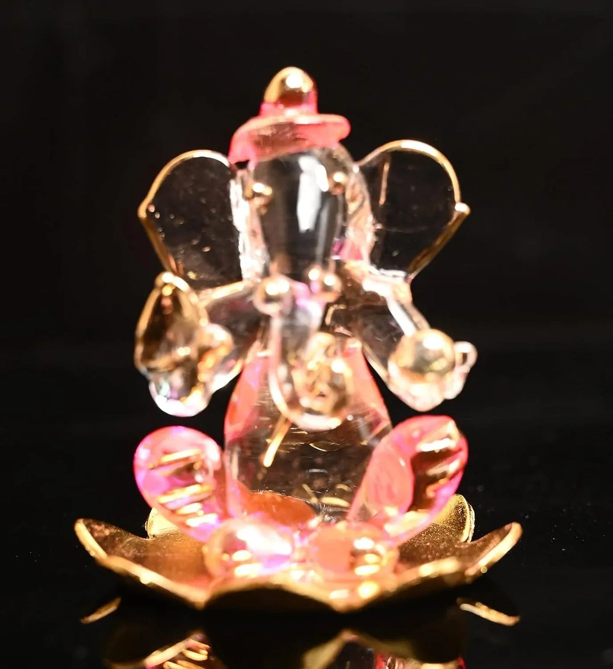 Glass Ganesh on Lotus Base Car Dashboard Idol - ArtyCraftz