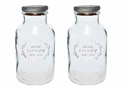 Glass Milk Bottle Candy Jar Pot Storage Container with Push Cork Lid, 500ml Each, Clear, 2 Piece - ArtyCraftz.com