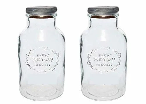 Glass Milk Bottle Candy Jar Pot Storage Container with Push Cork Lid, 500ml Each, Clear, 2 Piece - ArtyCraftz.com